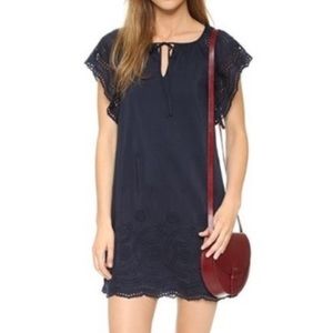 Women’s Madewell Silk Blend Navy Eyelet Dress